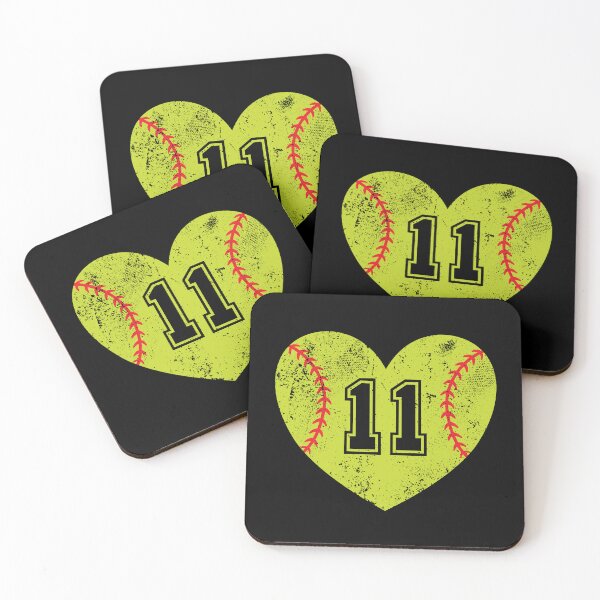 Item preview, Softball Heart Jersey Number 11 designed and sold by AdventureTee.