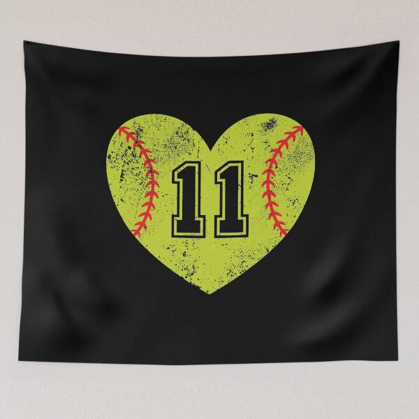 Item preview, Softball Heart Jersey Number 11 designed and sold by AdventureTee.