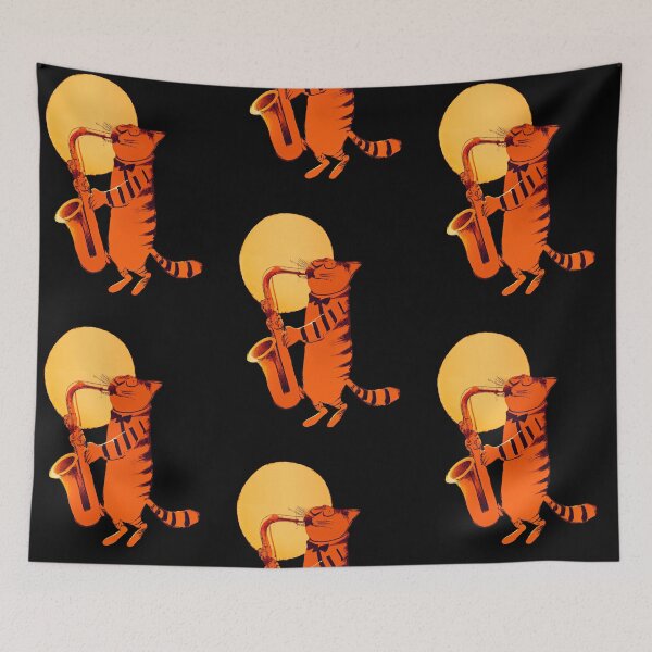 Item preview, Cat Playing the Saxophone by the Light of the Moon designed and sold by ThePurpleMelon.