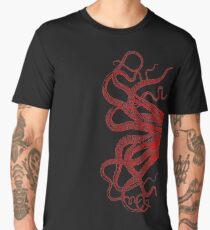 Red Vintage Octopus Tentacles Illustration Men's Premium T-Shirt