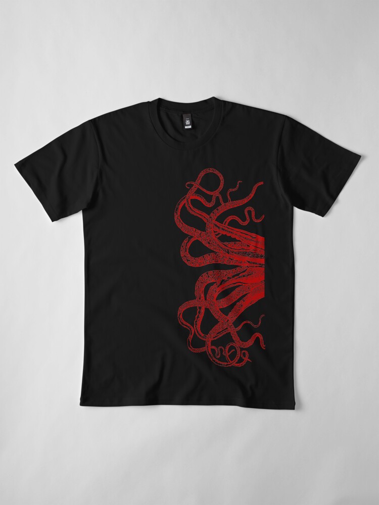 Alternate view of Red Vintage Octopus Tentacles Illustration Premium T-Shirt