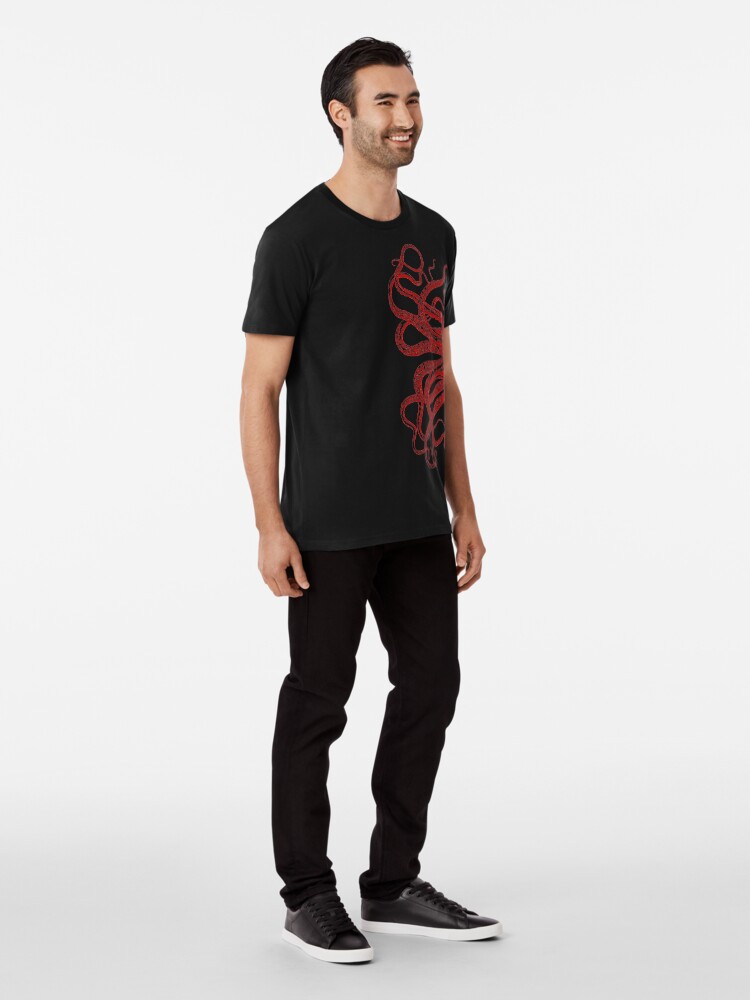 Alternate view of Red Vintage Octopus Tentacles Illustration Premium T-Shirt