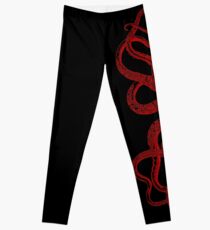 Red Vintage Octopus Tentacles Illustration Leggings