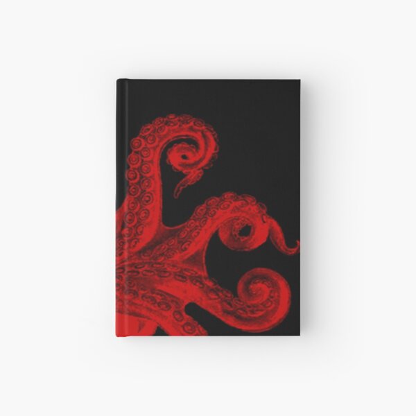 Red Vintage Octopus Tentacles Illustration Hardcover Journal