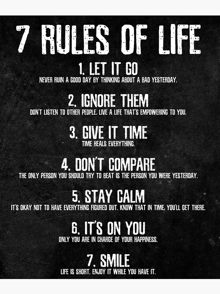 Quotes About Life 7 Rules of Life Poster Popular Printables 