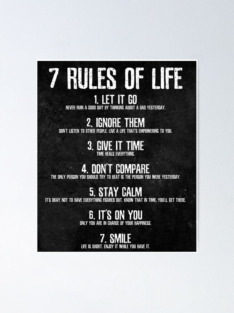 Poster, 7 Rules of Life Motivational Poster - Perfect Print For Bedroom or Home Office designed and sold by posterpro
