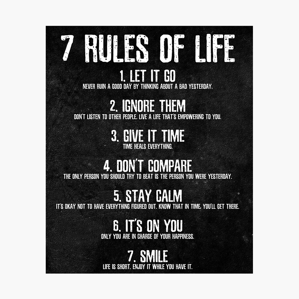 Quotes About Life 7 Rules of Life Poster Popular Printables 