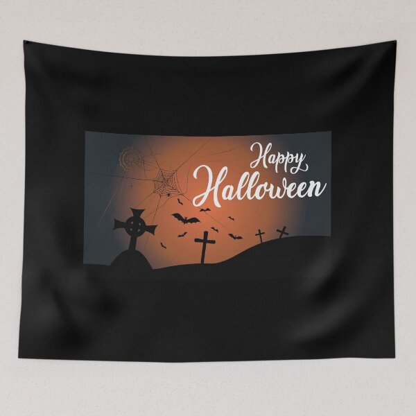 Item preview, White Halloween banner with spiderweb and spiders. designed and sold by paolboa.