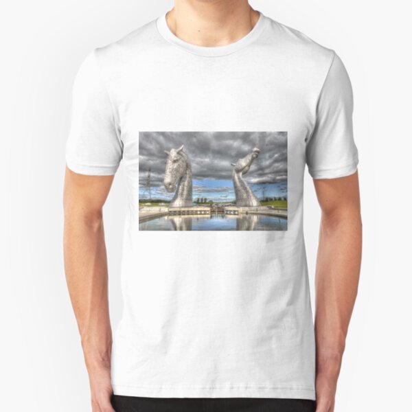 the Kelpies , Helix Park , Grangemouth 654 Slim Fit T-Shirt