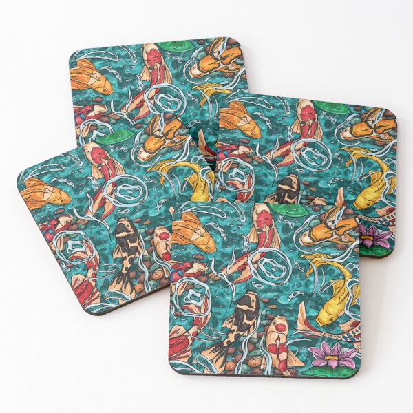 Item preview, 9 koi fish painting, colorful japanese koi pond designed and sold by NadiaChevrel.