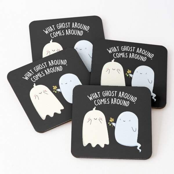 Item preview, What Ghost Around Comes Around Halloween Puns (Dark BG) designed and sold by punnybone.