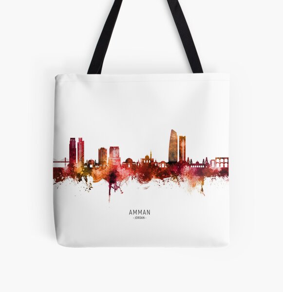 Amman Map Tote Bag - Jordan Map Tote Bag 15x15