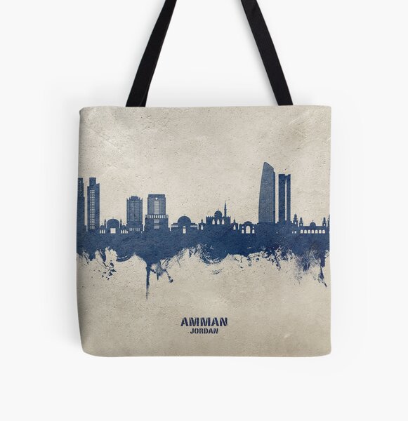 Amman Map Tote Bag - Jordan Map Tote Bag 15x15