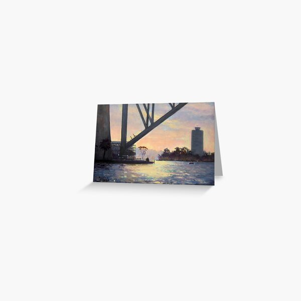 Under the Bridge, Sydney Harbour Painting Greeting Card