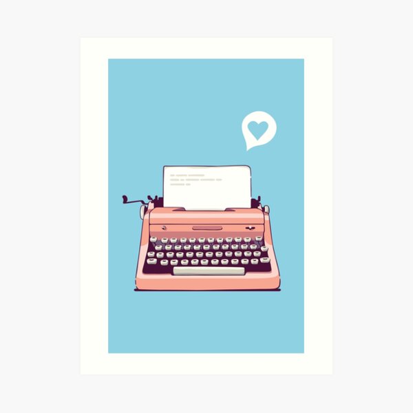 Pink Retro Typewriter Art Print