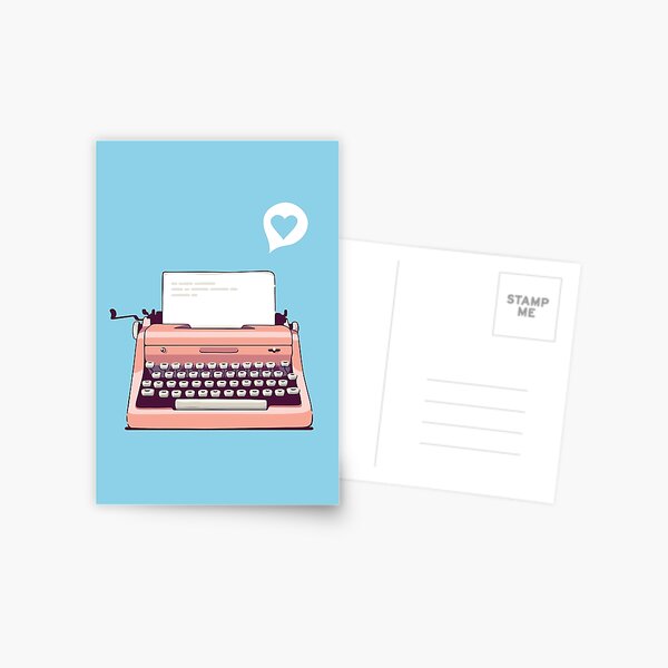 Pink Retro Typewriter Postcard