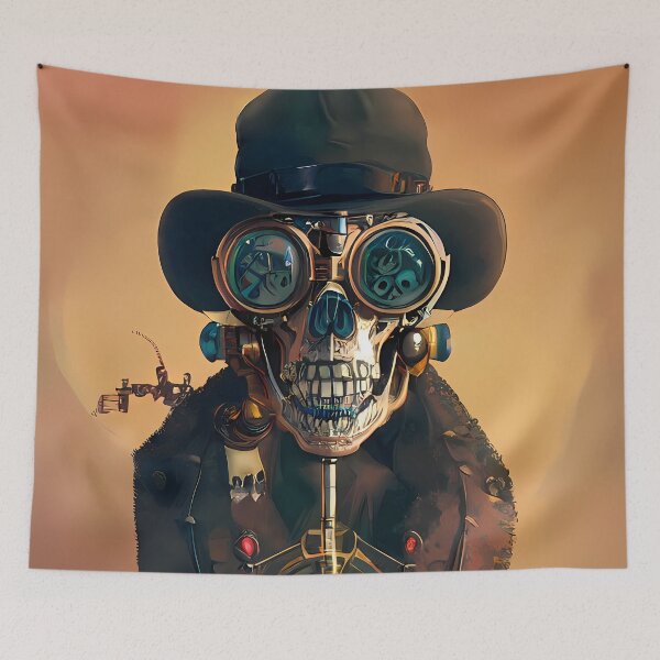 Item preview, Steampunk Skull Art Board Print designed and sold by nuel-art.