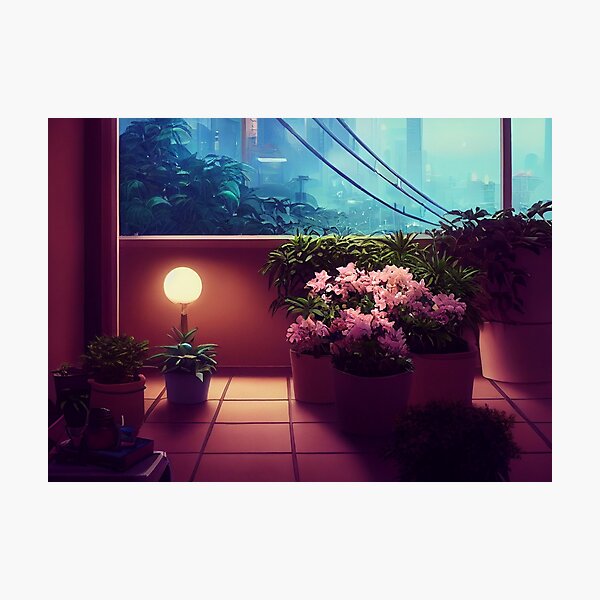 Item preview, Aesthetic Pot Plants on Balcony Scenery designed and sold by luceamart.