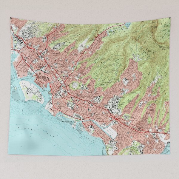 Item preview, Honolulu Hawaii Map (1983) designed and sold by BravuraMedia.