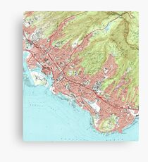 Honolulu Hawaii Map (1983) Canvas Print