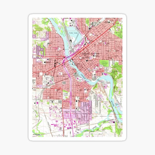 Item preview, Vintage Map of Cedar Rapids Iowa (1967)  designed and sold by BravuraMedia.