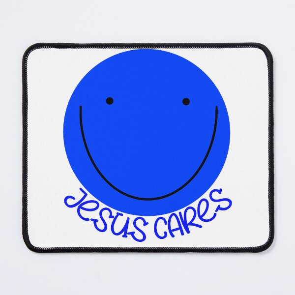 Item preview, JESUS CARES BLUE SMILE EMOJI designed and sold by vazqpete.