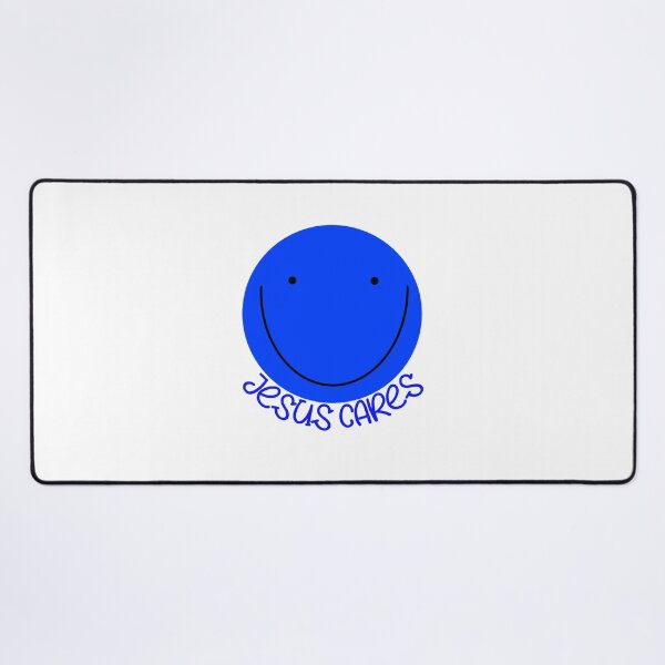 Item preview, JESUS CARES BLUE SMILE EMOJI designed and sold by vazqpete.