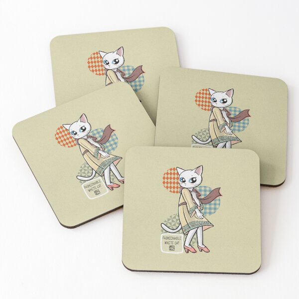 Item preview, Fashionable white cat designed and sold by BATKEI ART.