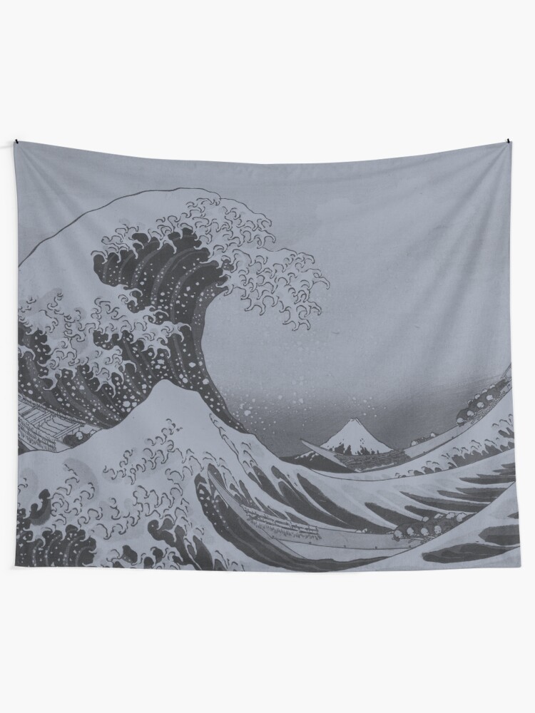 Alternate view of Silver Japanese Great Wave off Kanagawa by Hokusai Tapestry
