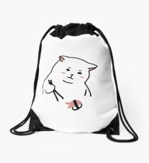 Mochila saco gato comiendo sushi