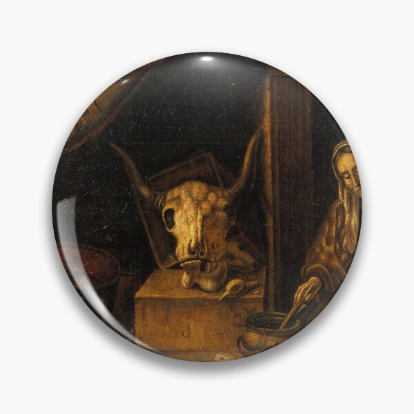 Item preview, A Witch in her den vintage antique painting designed and sold by Vintage Designs +.