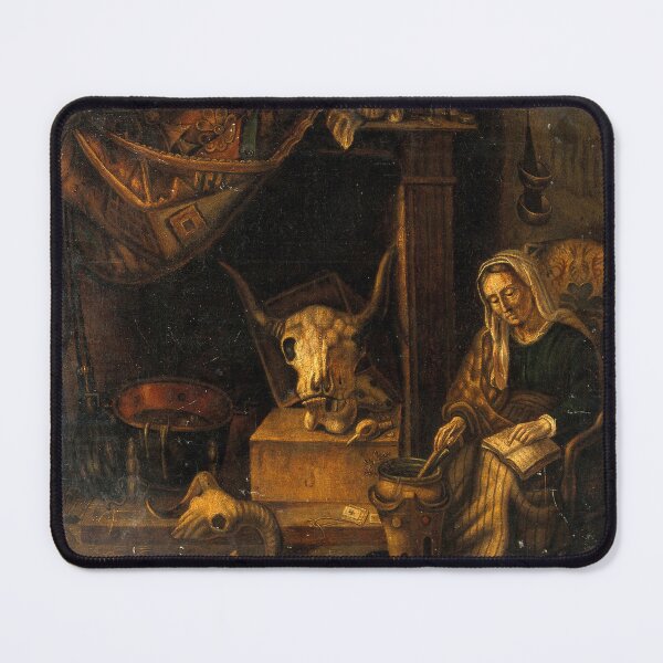 Item preview, A Witch in her den vintage antique painting designed and sold by Vintage Designs +.