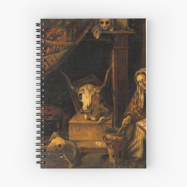 Item preview, A Witch in her den vintage antique painting designed and sold by Vintage Designs +.