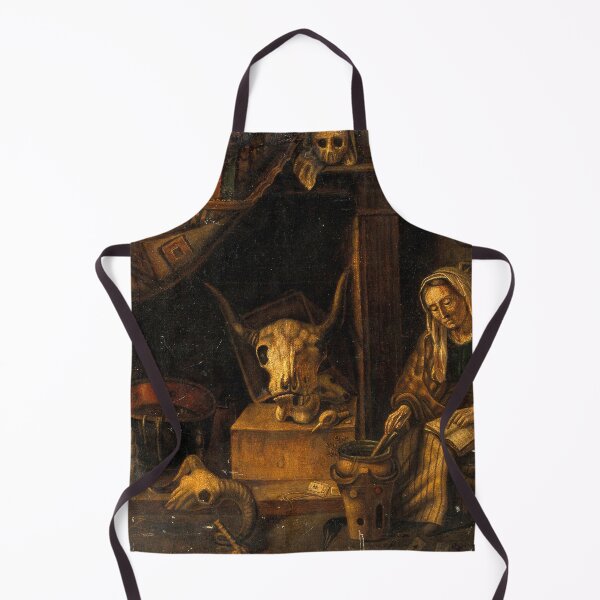 Item preview, A Witch in her den vintage antique painting designed and sold by Vintage Designs +.