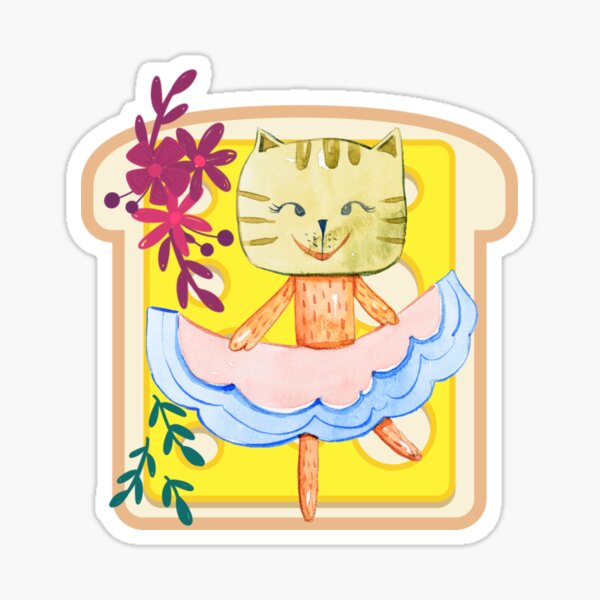 Cat Flower Toast209 Sticker