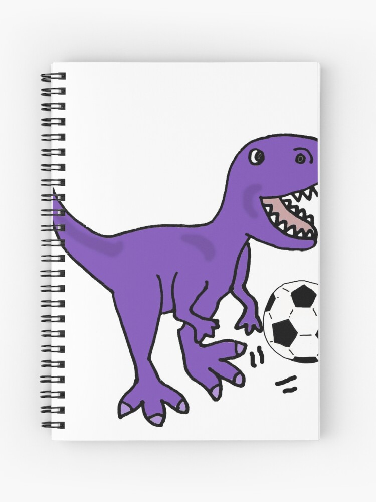 Humorvoller Purpurroter T Rex Dinosaurier Der Fussball Grafik Spielt Spiralblock Von Naturesfancy Redbubble