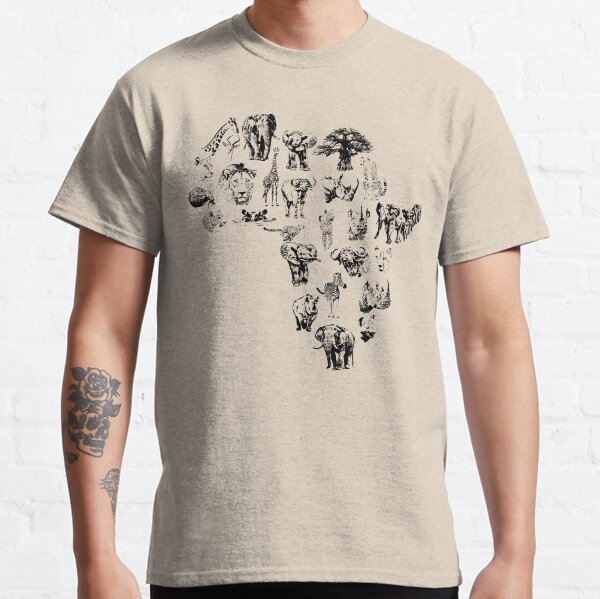 African Animals in Shape of Africa Classic T-Shirt
