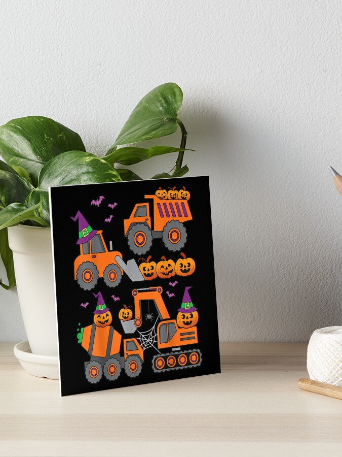 Pumpkin Halloween Construction Vehicle Crane Truck Boys Kids Art Board  Print for Sale by Casenriddle