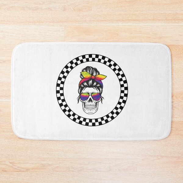 Item preview, Female skeleton with  chequered flag  designed and sold by RockBeeDesigns.