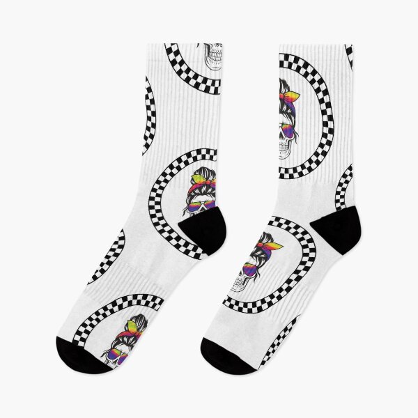 Item preview, Female skeleton with  chequered flag  designed and sold by RockBeeDesigns.