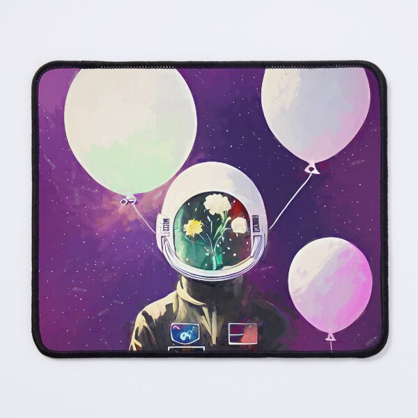 Item preview, Astronaut And Balloons On Galaxy Background Art Print designed and sold by nuel-art.