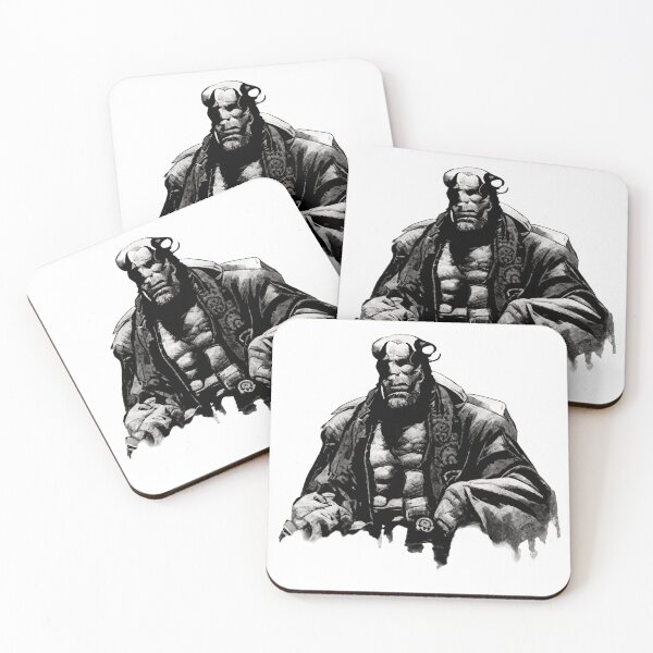 Item preview, Hellboy in black and white designed and sold by SteamedSashimi.