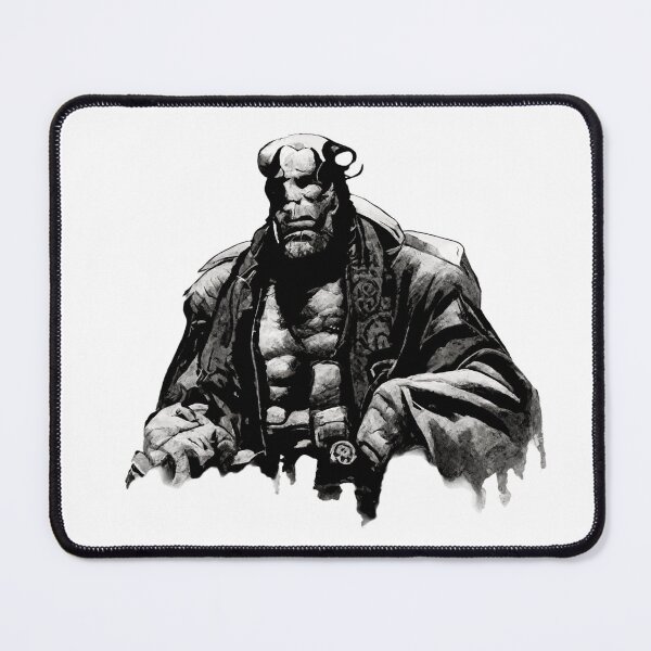 Item preview, Hellboy in black and white designed and sold by SteamedSashimi.