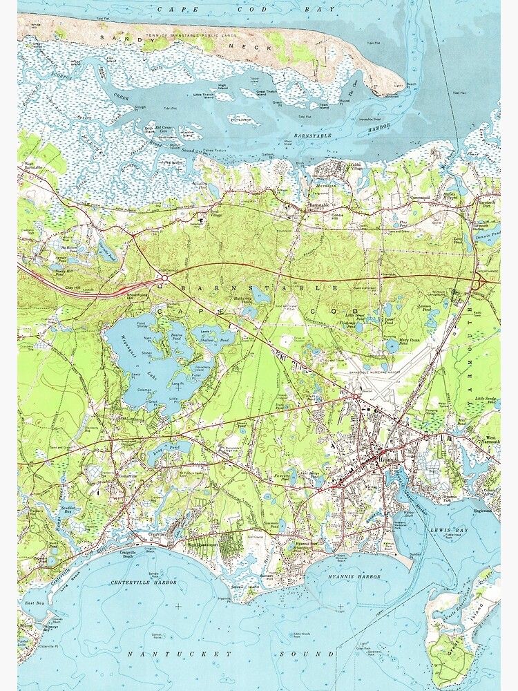 "Vintage Map of Hyannis Massachusetts (1961)" Poster for Sale by