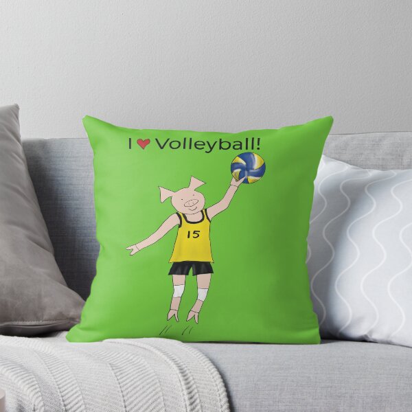 Item preview, I love Volleyball! Pig volleyball player, green, volleyball designed and sold by PiggingJapan.