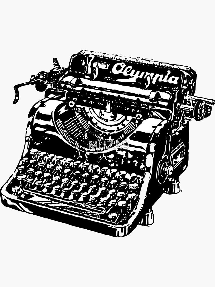"Black Vintage Typewriter" Sticker by MUZA9 Redbubble
