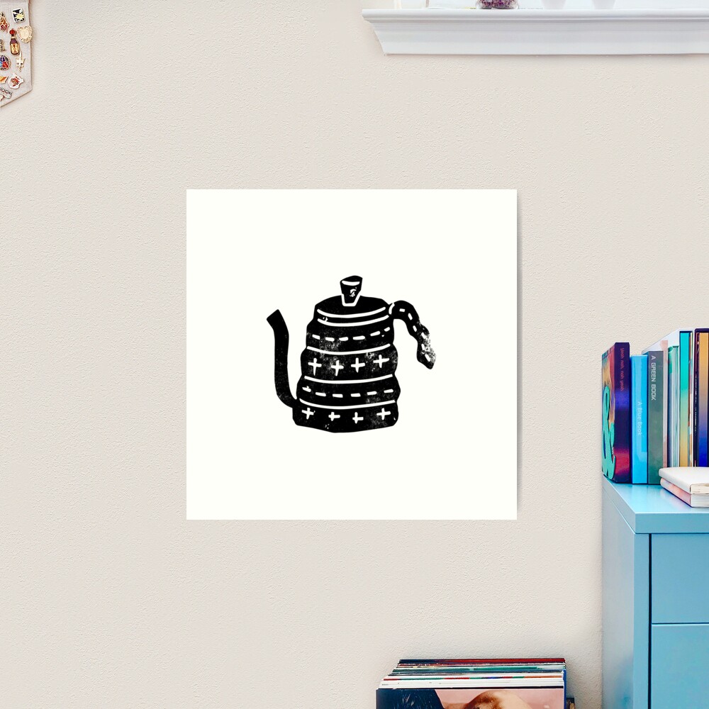 Kettle linocut black and white kitchen appliance coffee and tea water ketle  Coffee Mug by monoo