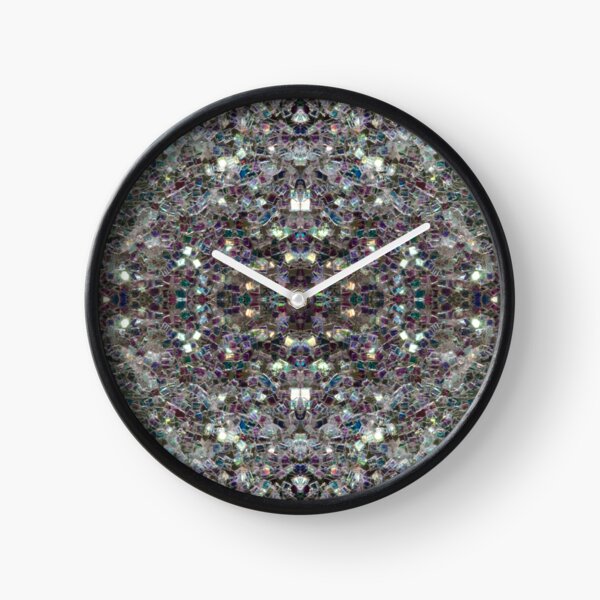Sparkly colourful silver mosaic mandala Clock