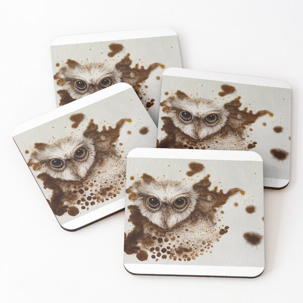 Item preview, Abstract Art of an owl in Coffee Stain Form - Created by Artificial Intelligence designed and sold by Created-by-AI.