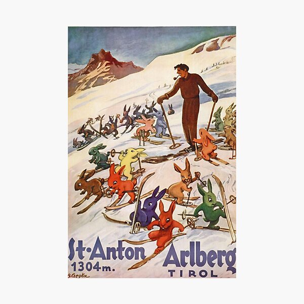 Saint Anton am Arlberg Austria Vintage Travel Poster | Austrian Tourism Art Poster | Visit Austria Advertisement Photographic Print